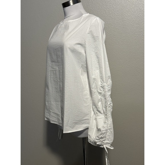 NWT HARSHMAN Catarina Drawstring Sleeves Cotton Tunic Top White sz.L MSRP $193 - Picture 4 of 7